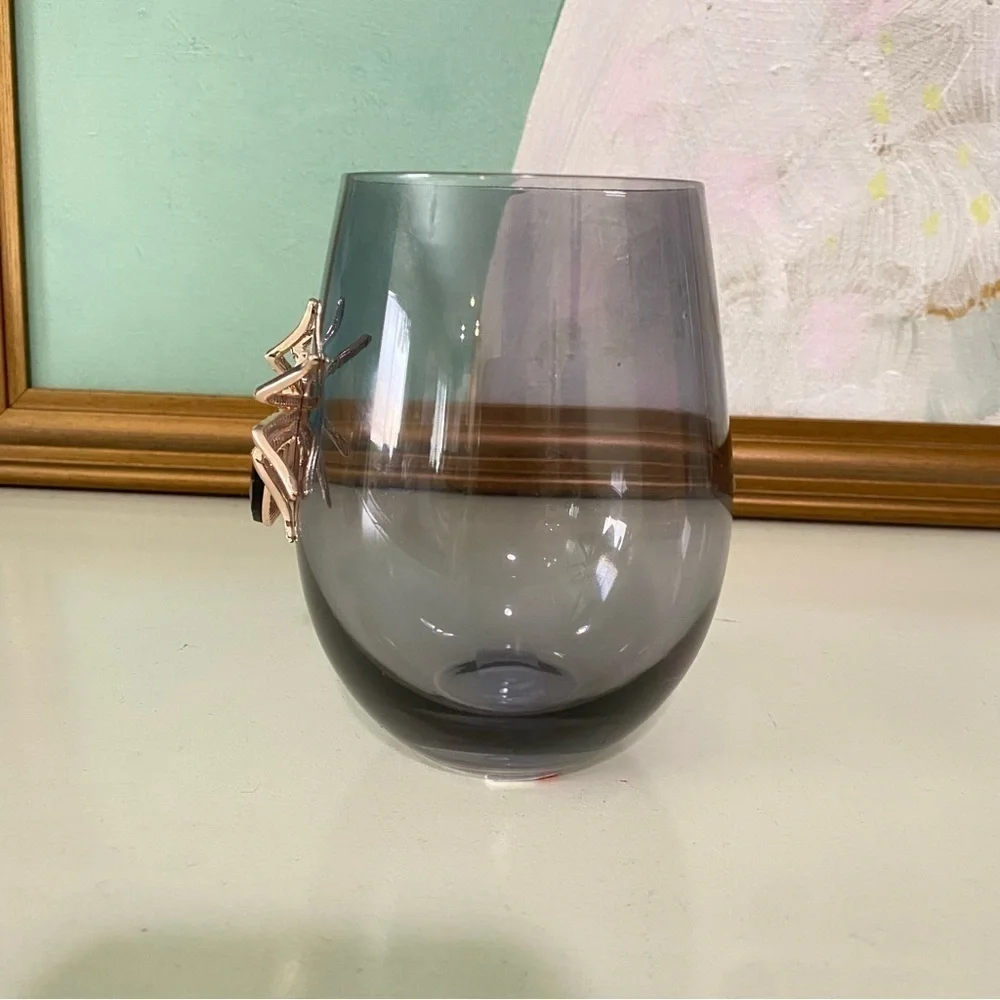Black Crystal Spider Halloween Wine Glass Goth New
